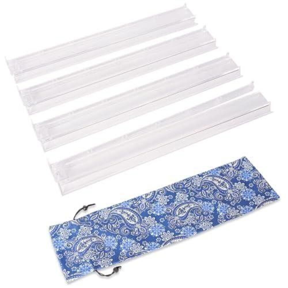 Mahjong All-in-One Tile Rack & Pusher with Bag, Clear Acrylic, Set Of 4